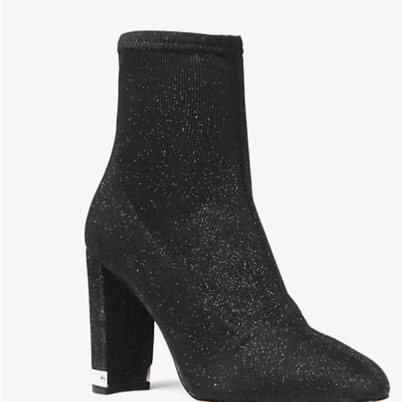 Michael Kors Glitter Black Heeled Boots - Picture 1 of 8